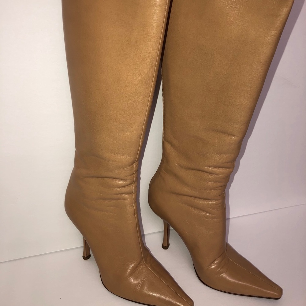 Jimmy Choo Peony Pointed Toe Tan Boots